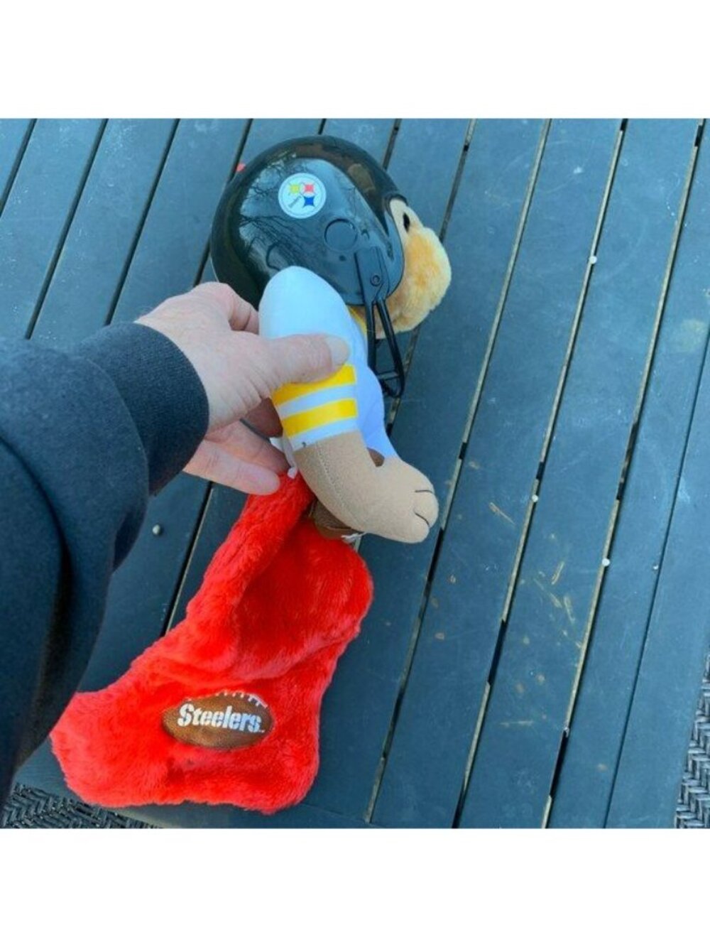 Pittsburgh Steelers Vintage Teddy Bear Football Christmas Stocking Plush 1994 - Picture 5 of 11